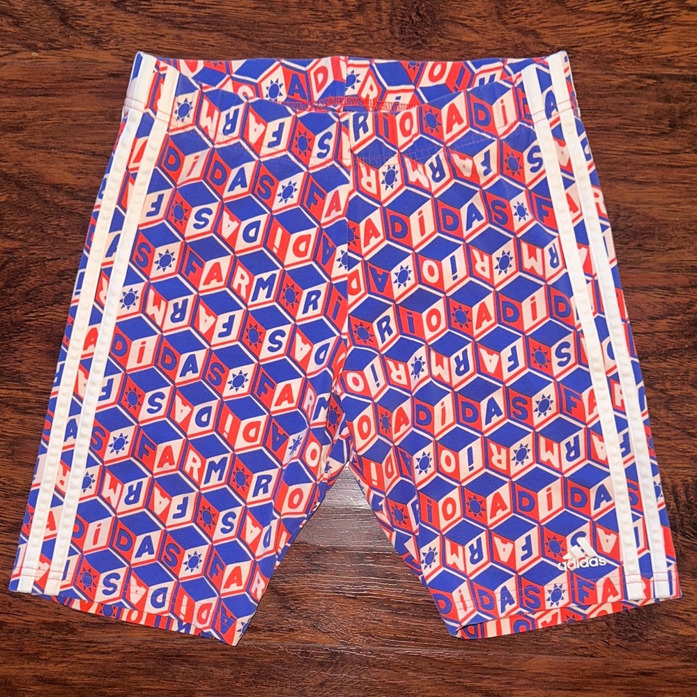 Adidas x Farm Rio Red, White, Blue Biker Short (S)